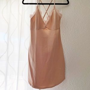 Lace V Neckline Mini Dress